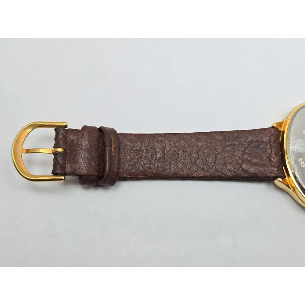 Joan Rivers Classics Womens Brown Dial Gold Tone Oval Sunburst Watch New Battery